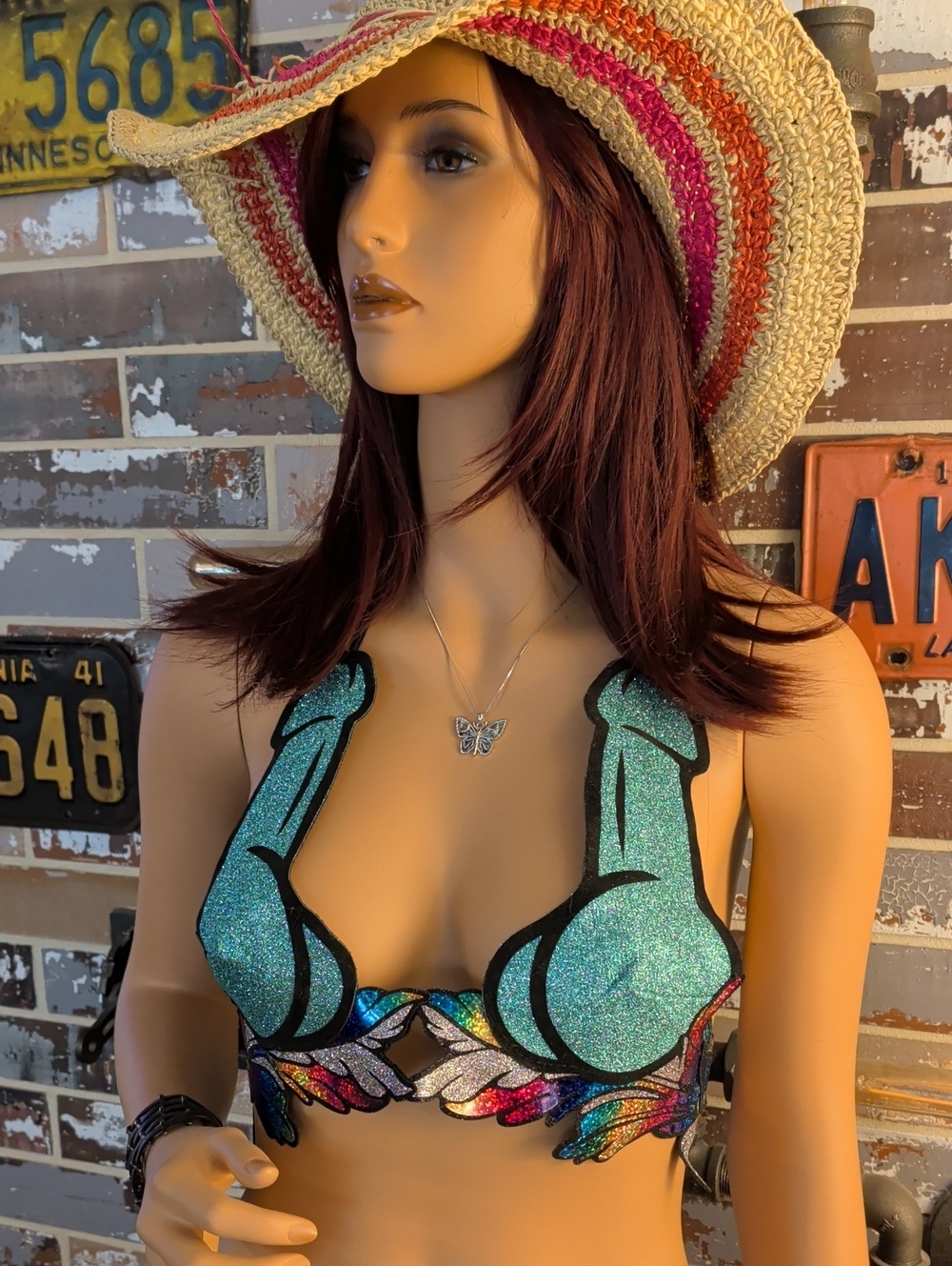 Namilia Dickini Teal Glitter Rainbow Bra Top